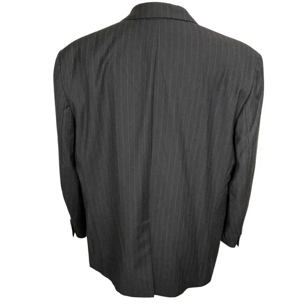 Ralph Lauren Suit Mens 46R Charcoal Pinstripe Corporate Ivy League 3-Button Wool